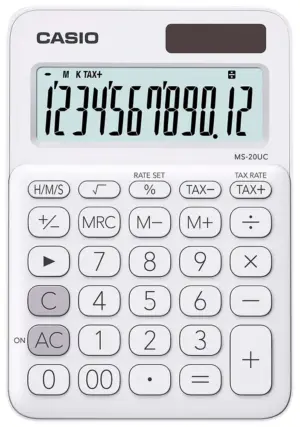 Calculadora Casio MS-20UC-WE (12 Dígitos) - Blanco