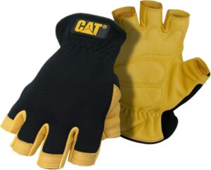 Guantes Caterpillar Half-Finger Premium Deerskin CAT012206 - Negro/Amarillo