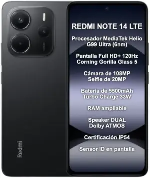 Smartphone Xiaomi Redmi Note 14 LTE Dual Sim 6.67" 8GB/256GB Negro (Global)