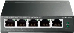 Hub Switch TP-Link Easy Smart Gigabit TL-SG105PE de 5 puertos con PoE+ de 4 puertos