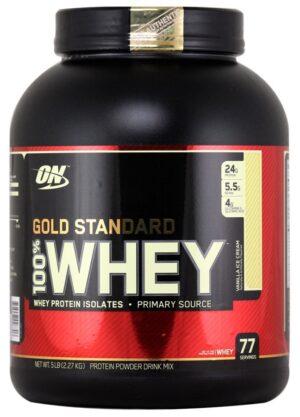 Optimum Nutrition Gold Standard 100% Whey - Vanilla Ice Cream 77 porciones 5lb(2.27g)