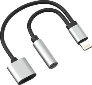Adaptador Lightning a Audio 3.5mm y Carga - Negro/Plata
