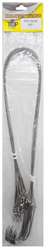 Anzuelo Top Fishing 1971 Encastoado Torcido 8/0 con 10 pcs