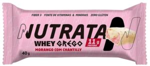 Barra de Proteína Nutrata Whey Grego Fresa con Nata Montada - 40g