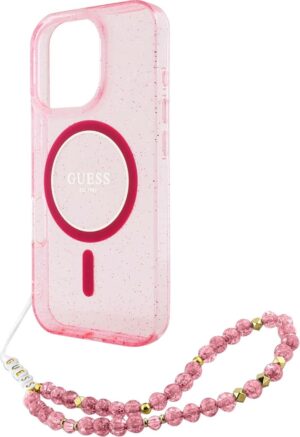 Funda con cordón Guess para iPhone 16 Pro Max GUHMP16XHGCRELSF - Pink