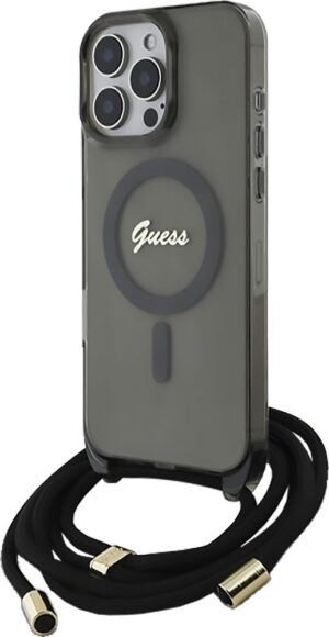 Funda con cordón Guess para iPhone 16 Pro Max GUHMP16XHCTSGNSK - Black