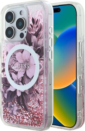 Funda Guess para iPhone 16 Pro Max GUHMP16XLFMWTP - Liquid Glitter Flower