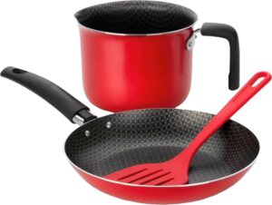 Kit Sartén con Hervidora +  Espatula Multiflon - Rojo