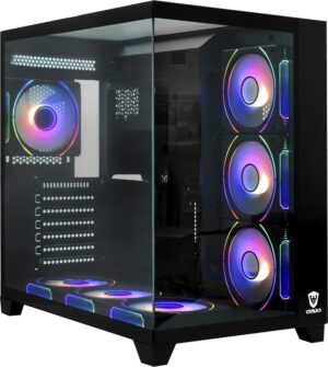 Gabinete Satellite Gammer K900 7 Fan Negro (Sin Fuente)